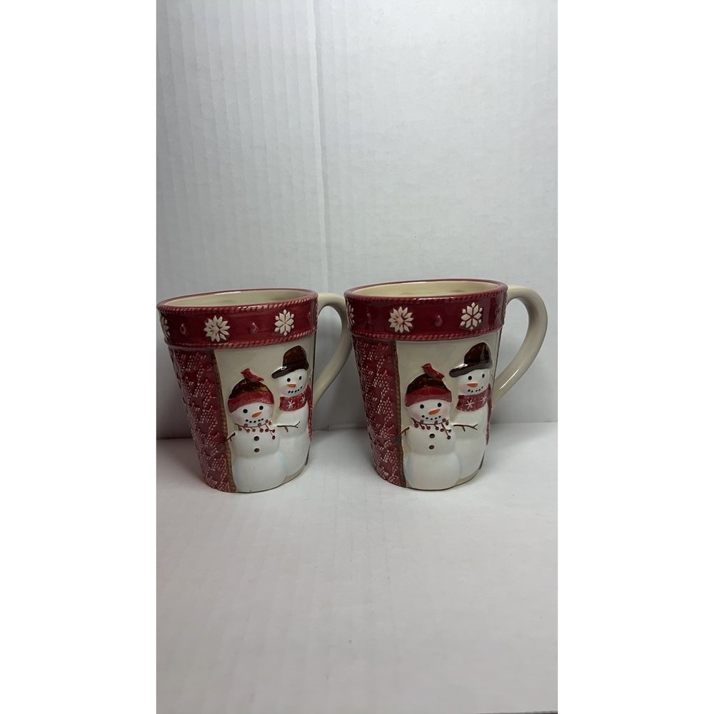 St. Nicholas Square Snowman Holiday Mugs Set